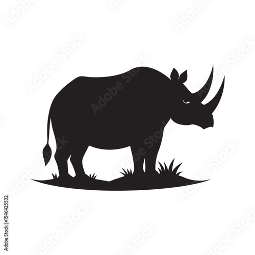 Oxpecker Sitting On Rhino Silhouette