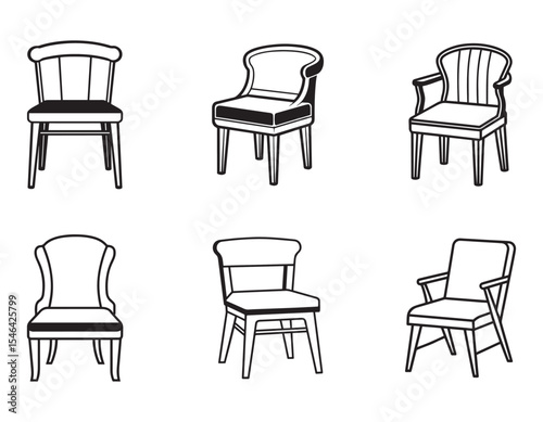 low back chair icon line art vector illustration
