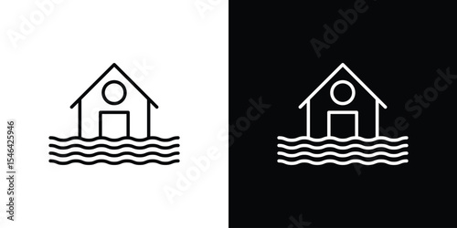 House flood icon in black. flat graphic vector icon