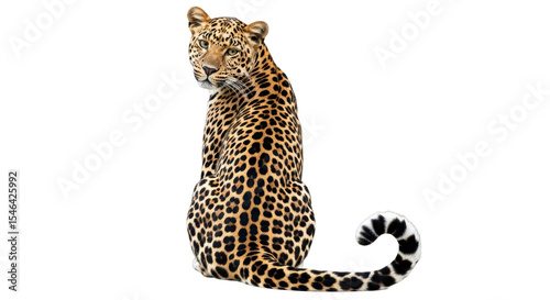 Isolated Leopard Sitting