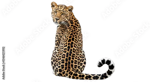 Fototapeta samoprzylepna Isolated Leopard Sitting