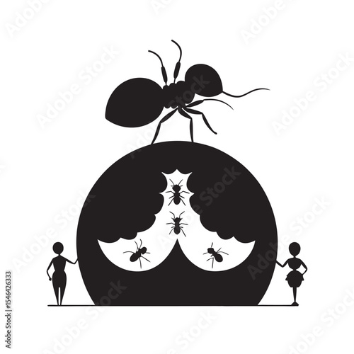 Ant Colony Tunnel Network Silhouette