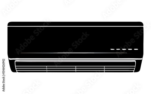 A air-conditioner full black silhouette vector illustration design