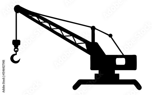 A construction crane full black silhouette vector illustration design