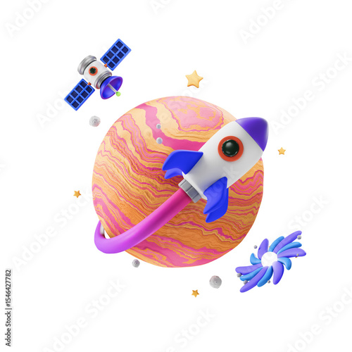 space shuttle launch 3D Illustration