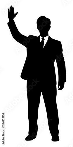 A politician waving hand full black silhouette vector illustration design