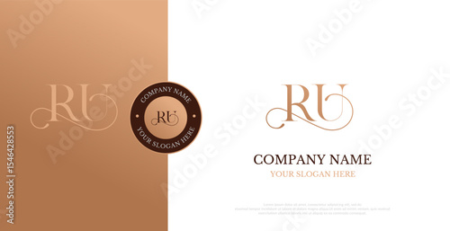 Initial RU Logo Design Vector 