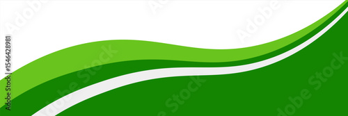 Abstract White and Green wave wide background banner