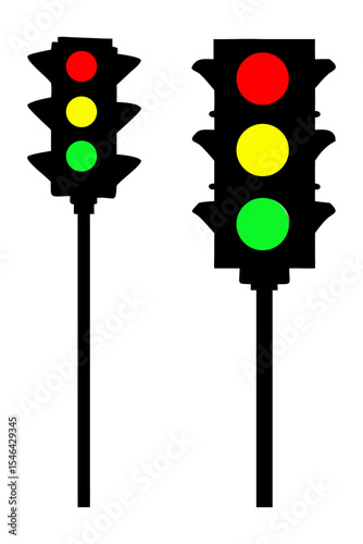 Set of traffic signal full black silhouette vector illustration design