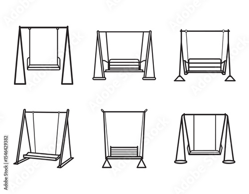 outdoor swing chair icon line art vector illustration