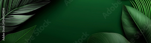 Tropical green leaves background banner nature plant foliage