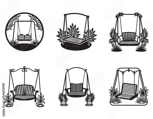 outdoor swing chair icon silhouette vector illustration