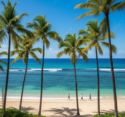 tropical beach with palm trees