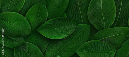Lush green leaves tropical background nature plant jungle