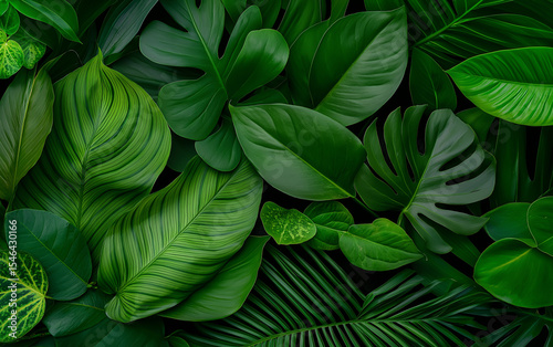 Lush tropical green leaves background nature plant foliage