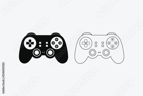 Vector Game Controller Icon Isolated, Minimalist Joystick Symbol