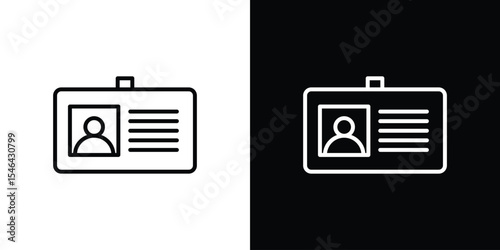 Identification badge icon in black. flat graphic vector icon