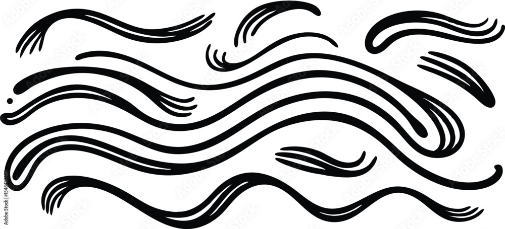 Fototapeta premium Waves white and black wavy lines pattern background, flowing sea ripple texture, minimal vector style for graphic design, wallpapers, and branding