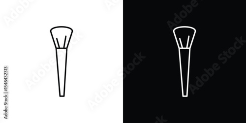 Inclined makeup brush icon in black. flat graphic vector icon