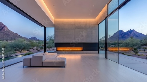 Desert Modern Living Room with Panoramic Mountain Views