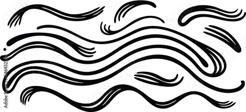 Abstract black wave shapes on white background