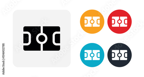 Flat football field icon set