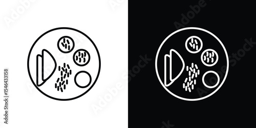 Indian thali icon in black. flat graphic vector icon