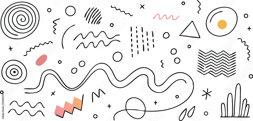 Obraz premium Abstract minimalist doodle line art composition