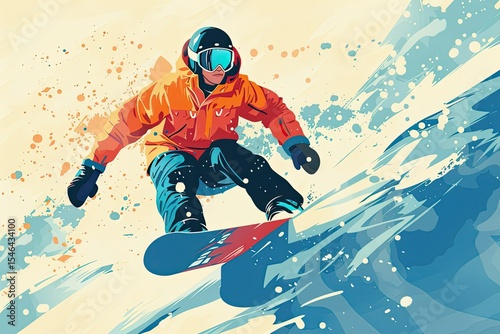 Wallpaper Mural Detailed Color Image of Minimalistic Vector Illustration of a Man Snowboarding Torontodigital.ca