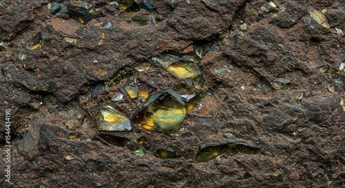 Photo of Libyan Desert Glass embedded in rock
