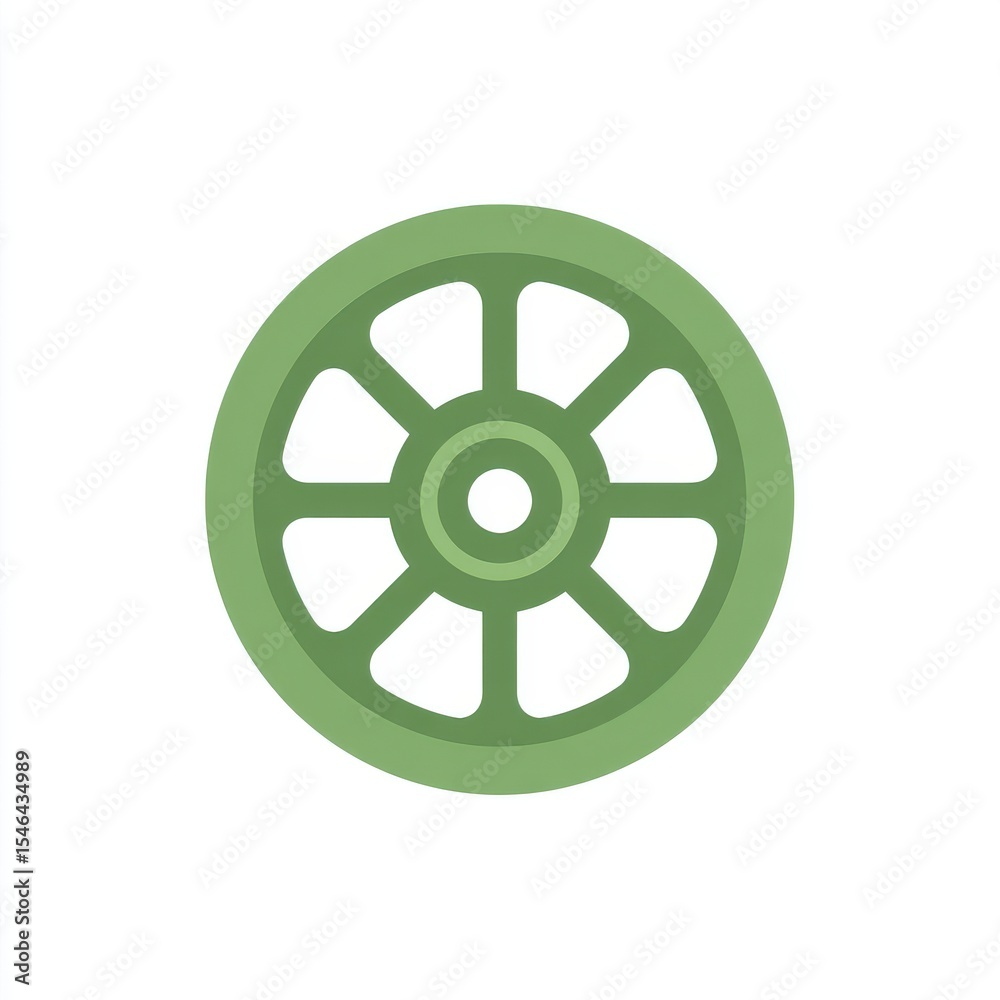 Obraz premium Simple Green Eight Spoke Wheel Illustration