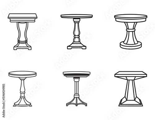 pedestal table icon line art vector illustration