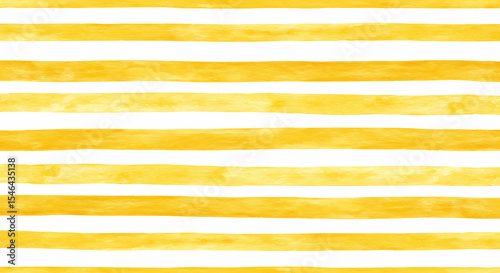 Watercolor yellow stripes on white background, vibrant and sunny horizontal lines