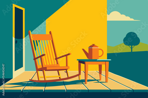 illustration of a chair in the garden