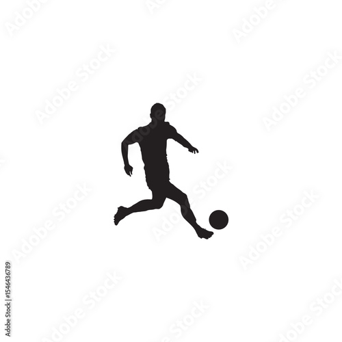 Soccer player silhouette kicking ball sports action football match illustration