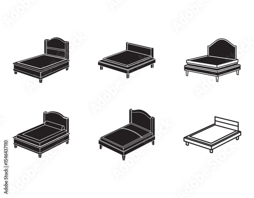 set of platform bed icon silhouette vector illustration
