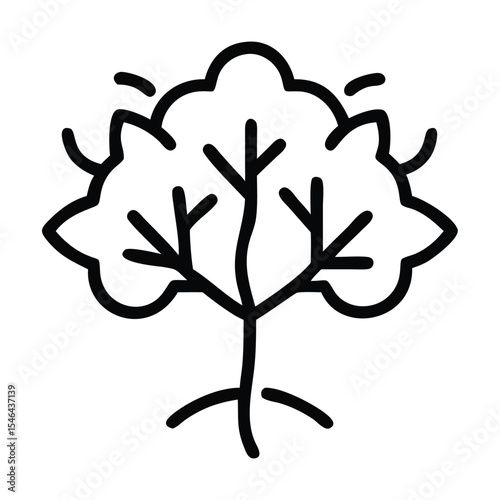 Tree icon set simple oak forest tree vector symbol in black 