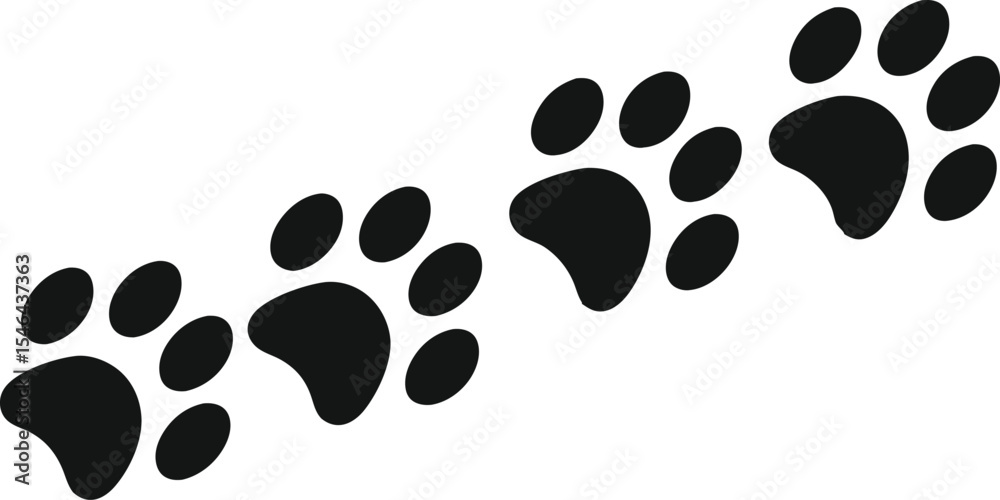 Black paw prints animal trail isolated on white Black paw prints animal trail isolated on white