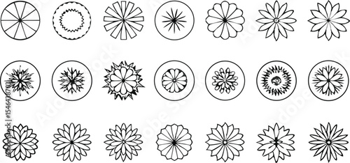 Collection of decorative circular floral designs