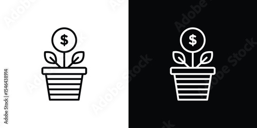 Investment tree icon in black. flat graphic vector icon