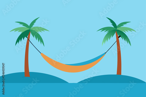 tropical beach with palm trees and hammock