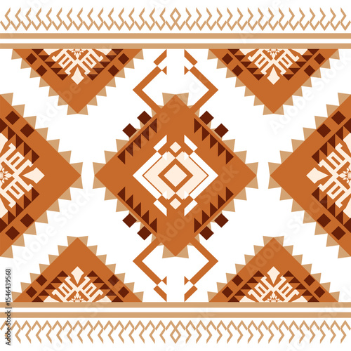 seamless geometric ethnic tribal pattern inspired.Native American,Aztec design.traditional textile motifs,warm color palette of earthy orange,brown.Ideal for fabric,rugs,fashion,digital illustrations.