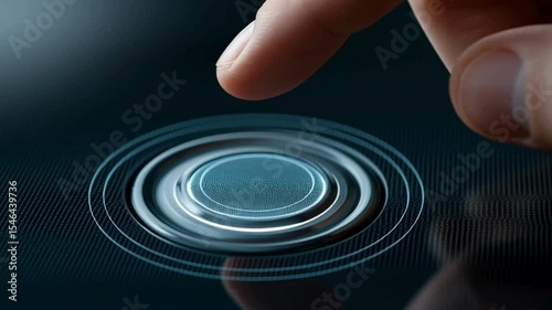 Close-Up of Human Finger Touching Interactive Digital Interface Button