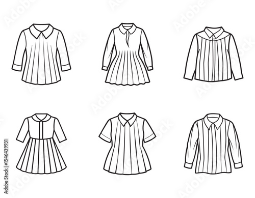 pleated shirt sketch icon line art  vector illustration