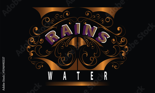 RAINS WATER lettering custom style design
