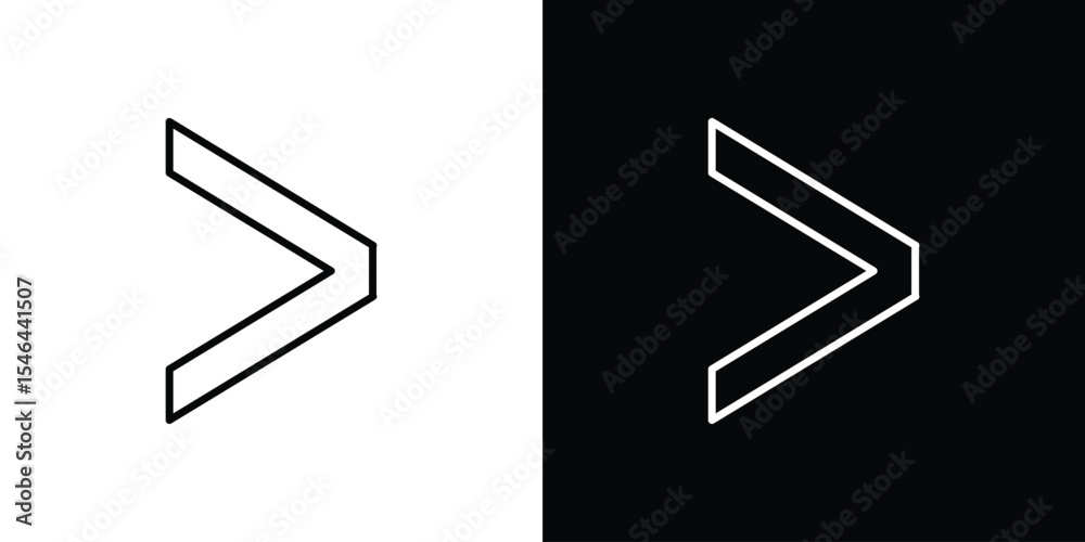 Φωτογραφία Is greater than icon in black. flat graphic vector icon