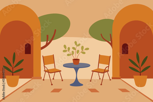 autumn landscape with a bench