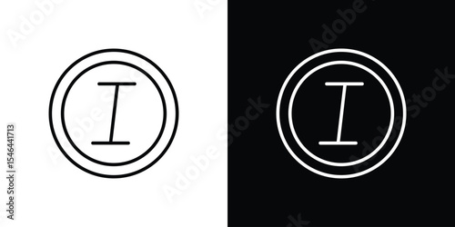 Italic button icon in black. flat graphic vector icon