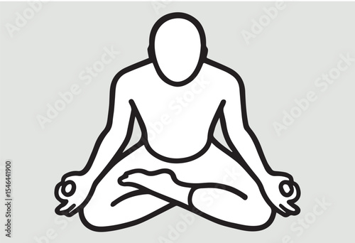 Meditating Figure Outline Design for Zen Practices and Wellness Focused Concepts, Serene Pose, Minimalist Art Style