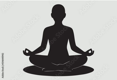Serene Silhouette Woman Meditating in Lotus Position A Symbol of Peace, Mindfulness and Spiritual Practice in Black and White Style